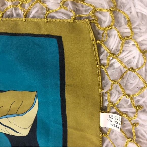 Floral Acrylic Fringe Scarf Multi Color - Picture 5 of 12